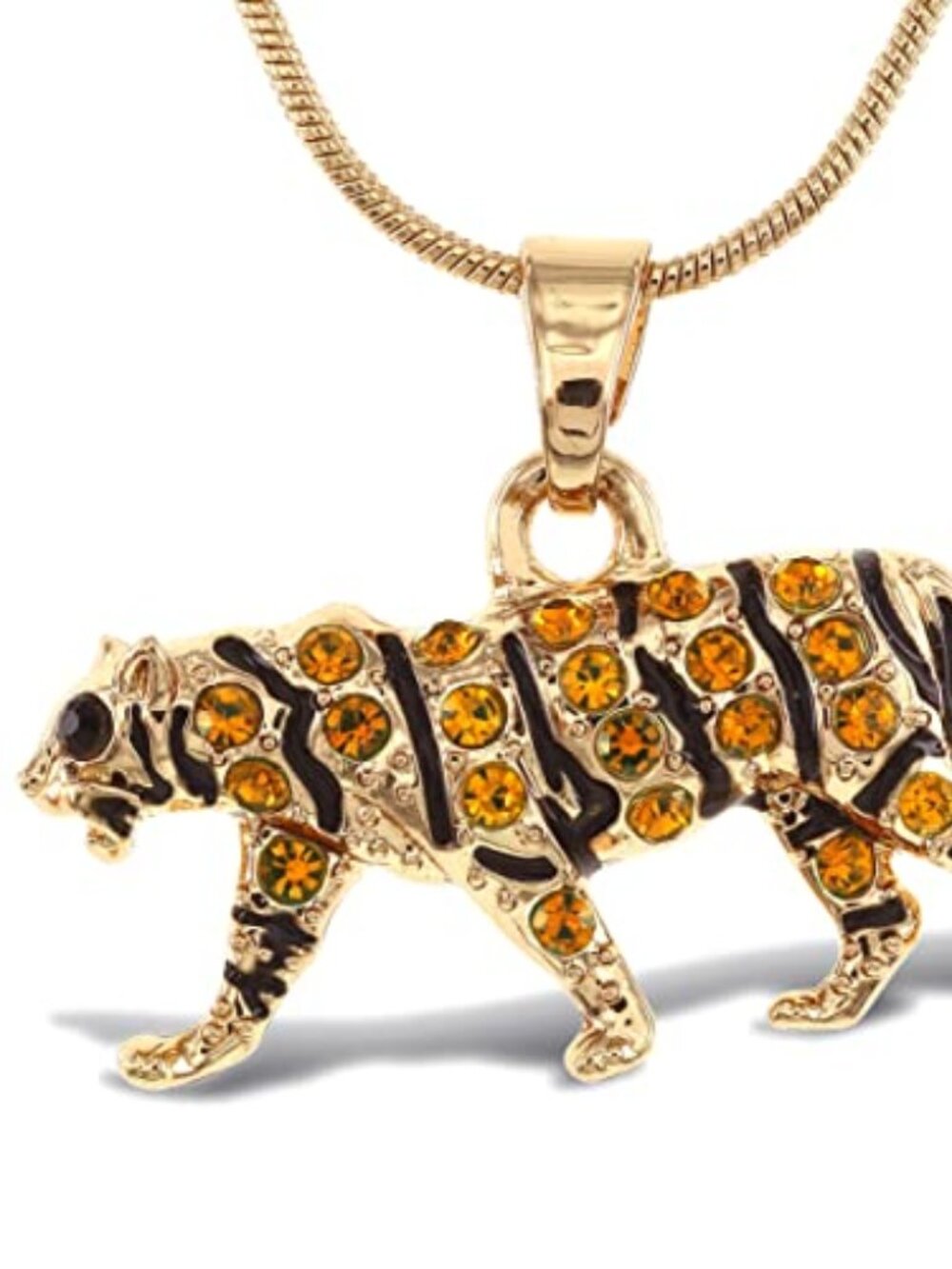 Gold Tiger Sparkling Crystal Pendant‎ Necklace